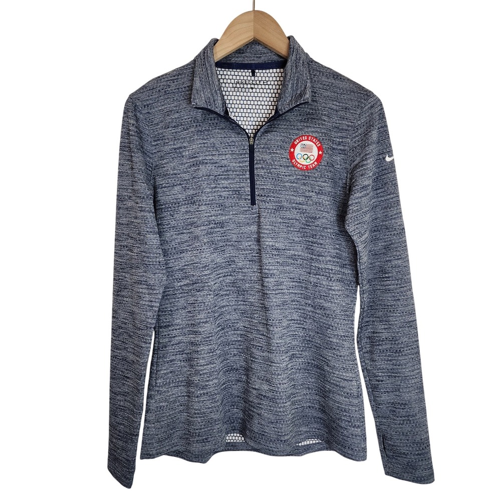 Nike Golf Olympics Top Women's Medium Long Sleeve 1/4‎ Zip USA Grey